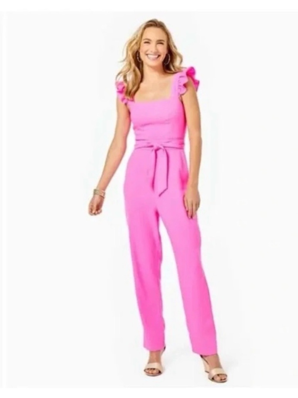 Lilly Pulitzer Hot Pink Ruffled Strap Jumpsuit